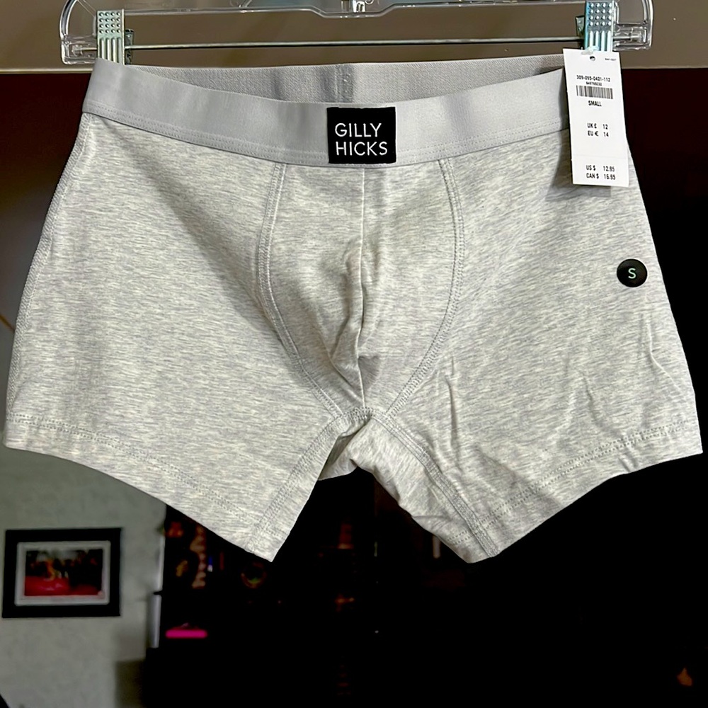New Gilly Hicks Cotton Modal Trunk Classic 3” Boxer Brief Mens Size S Lt Gray